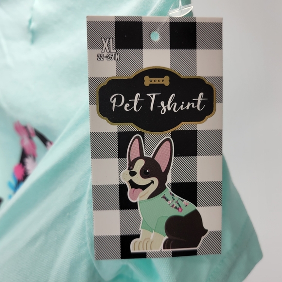 Woof Brand Pet Dog Love Spring Floral T Shirt Outfit Costume Size XL Teal Blue - Picture 5 of 11